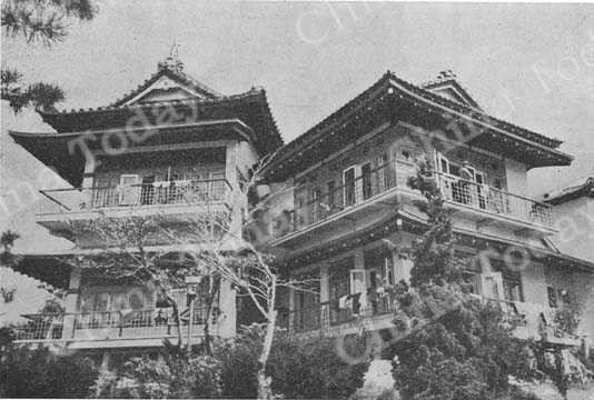 
This workers' sanatorium close to the sea in Dairen is an example of how the best buildings are now being used for the health of the people.
